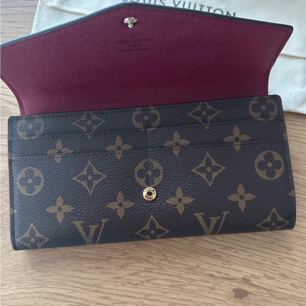 Louis Vuitton Monogram Canvas Long Wallet with Burgundy Interior